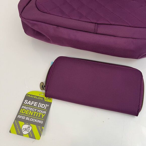 Travelon Anti-theft Quilted Crossbody bag with Matching Wallet - Picture 12 of 16